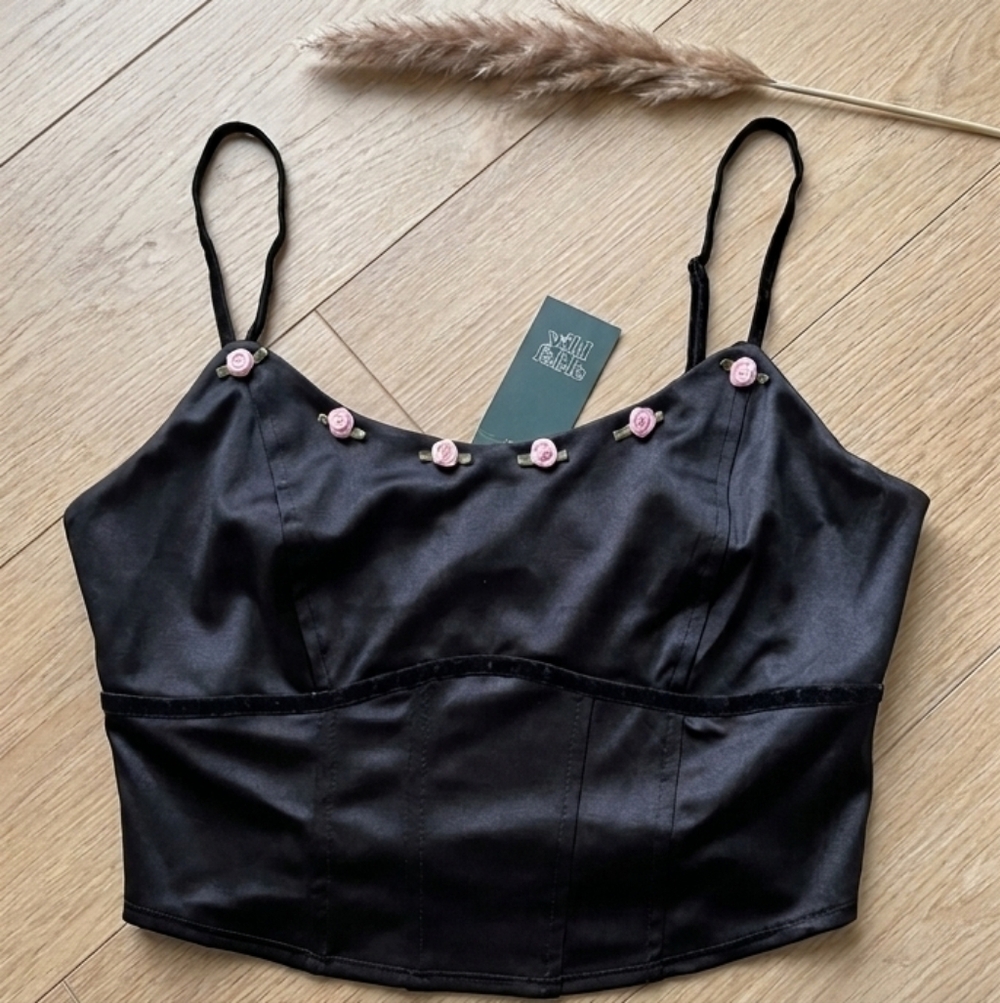 Wild Fable Women's Rosette Satin Corset Tank Top -Size S